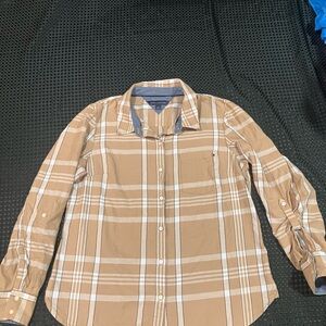 Tommy Hilfiger women Beige Plaid Button Down Shirt